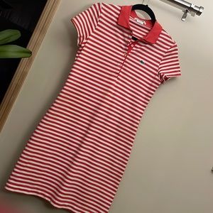 Small Lacoste Red & White Striped Polo Dress